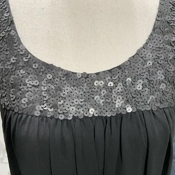 Theory Little Black Dress 100% Silk Lined SequinShort Party Dress Arleigh Sz 4 - Picture 4 of 5